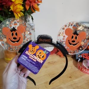 Disney parks Halloween light up pumpkin ear headba
